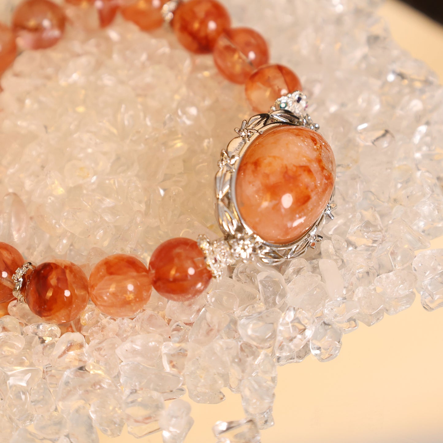 RED HEMATOID QUARTZ BEADED BRACELET,GOOD LUCK AND GOOD FORTUEN