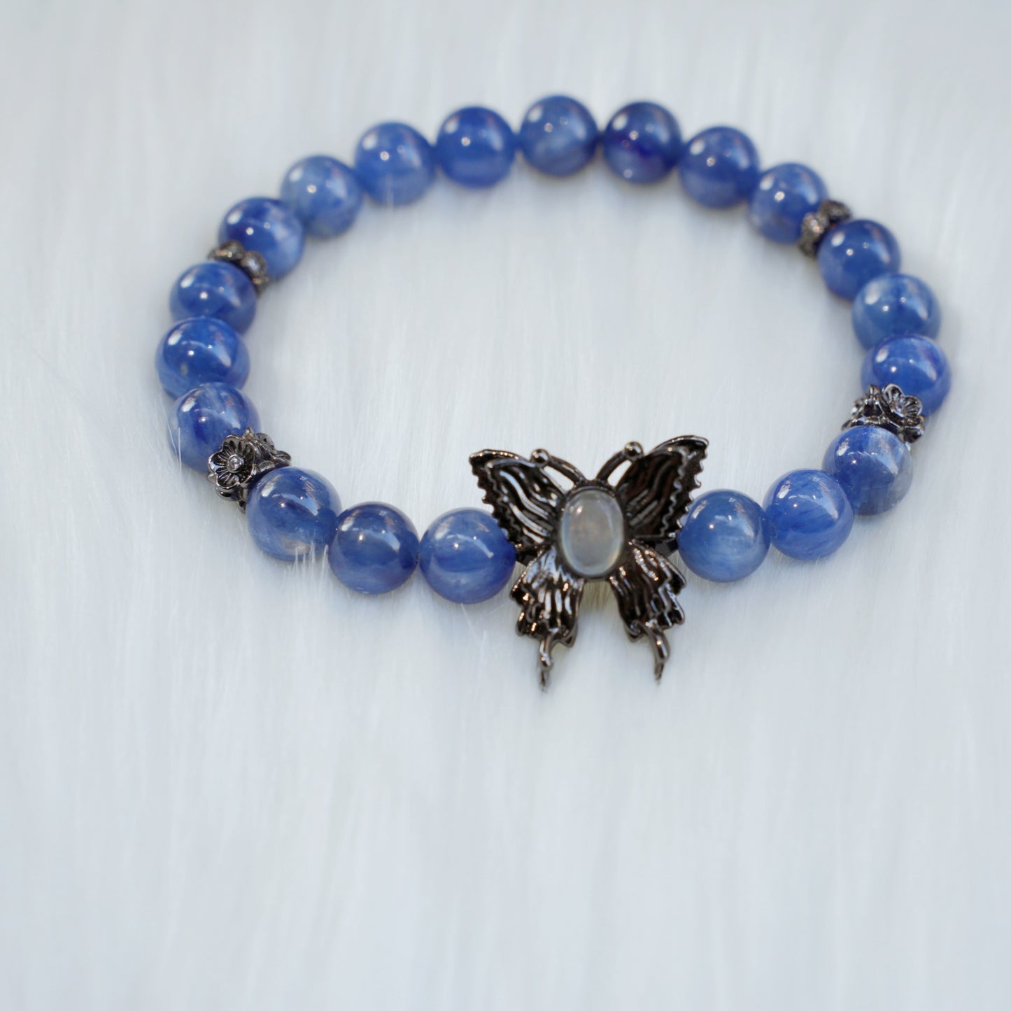 "Velvet Twilight Serenade”-Kyanite & Black Butterfly Spellbound Bracelet