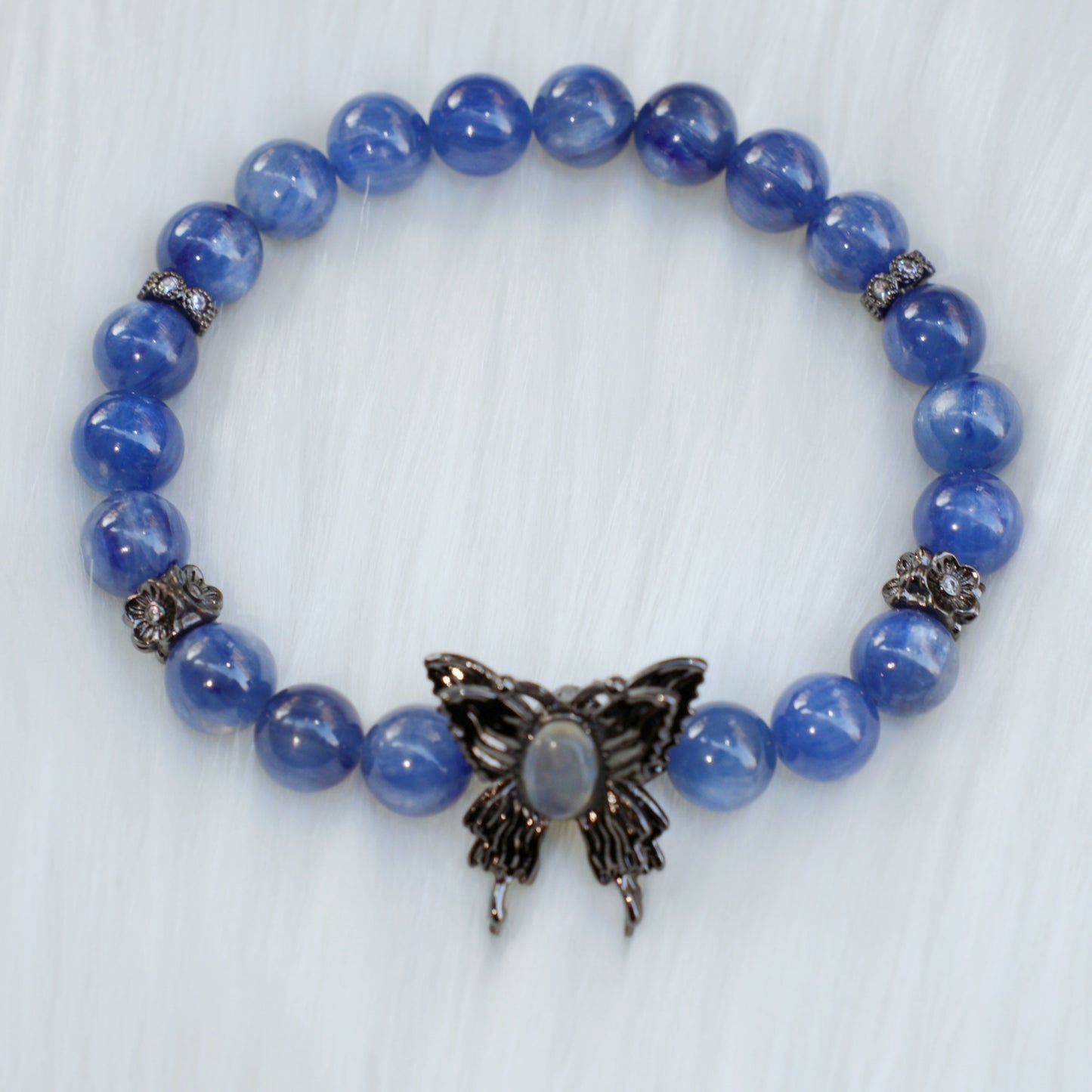 "Velvet Twilight Serenade”-Kyanite & Black Butterfly Spellbound Bracelet