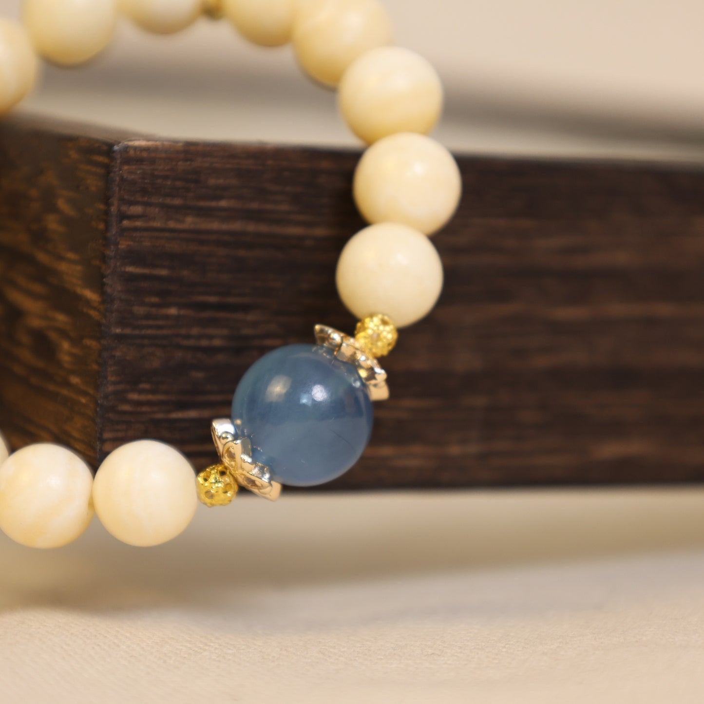 "Golden Solstice“- Sun Kissed Calcite & Ocean's Aquamarine Crown Beaded Bracelect