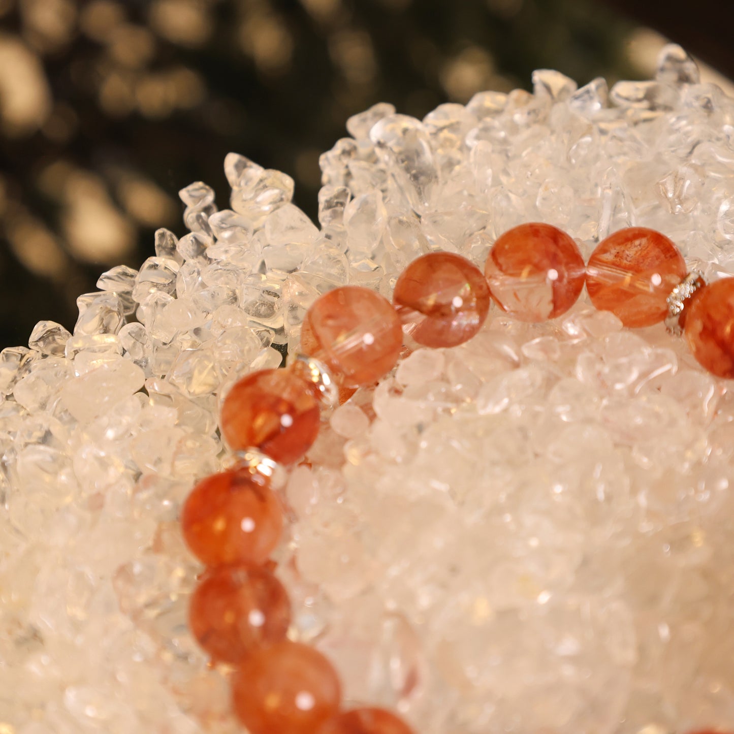 RED HEMATOID QUARTZ BEADED BRACELET,GOOD LUCK AND GOOD FORTUEN