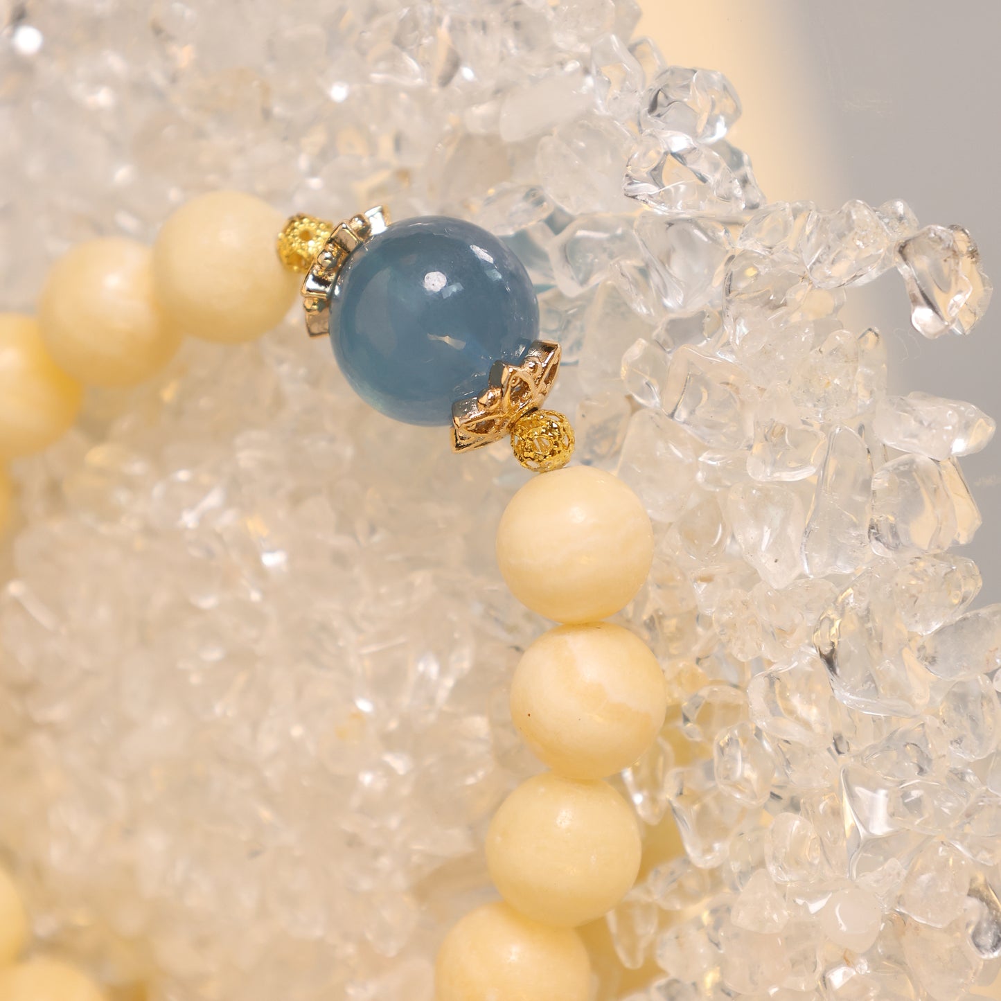 Calcite And  Aquamarine Bracelet,Exploring answear in your depeedest heart