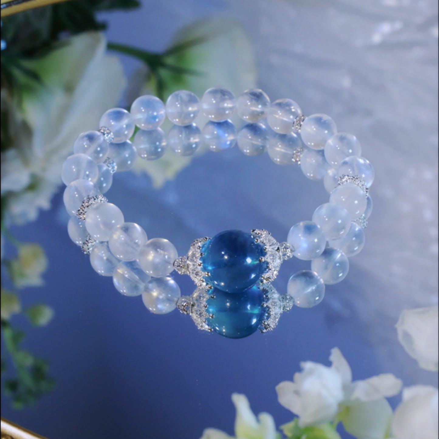 "Serenity Wave – Aquamarine &amp; Moonstone Energy Beaded Bracelet"