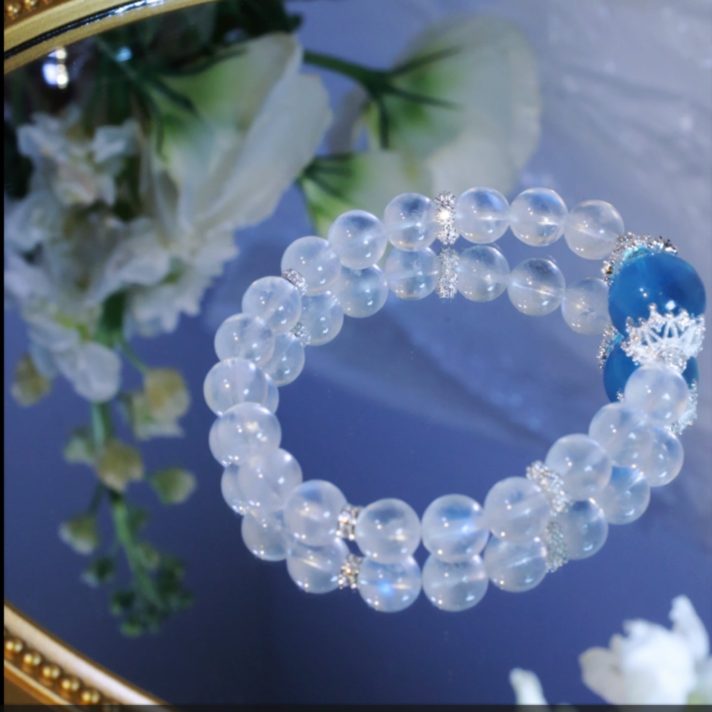 "Serenity Wave – Aquamarine &amp; Moonstone Energy Beaded Bracelet"