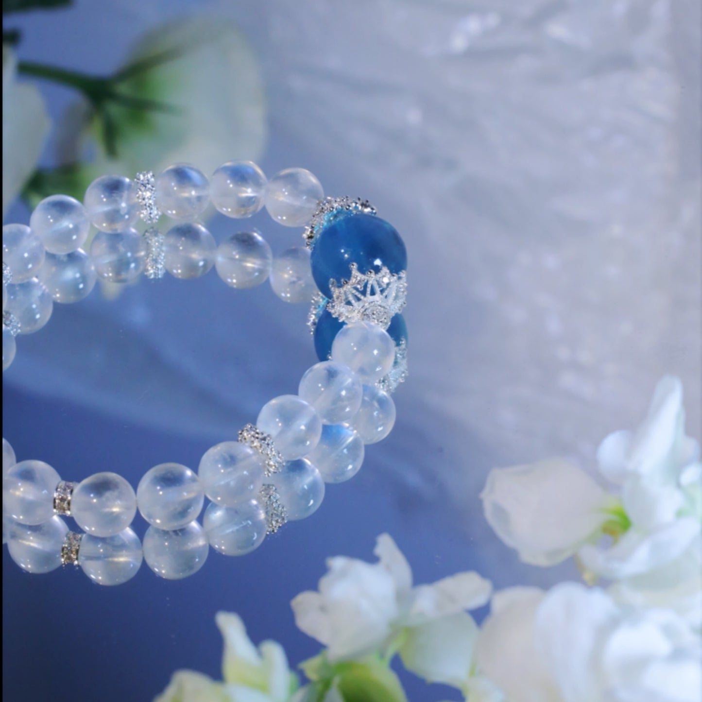 "Serenity Wave – Aquamarine &amp; Moonstone Energy Beaded Bracelet"