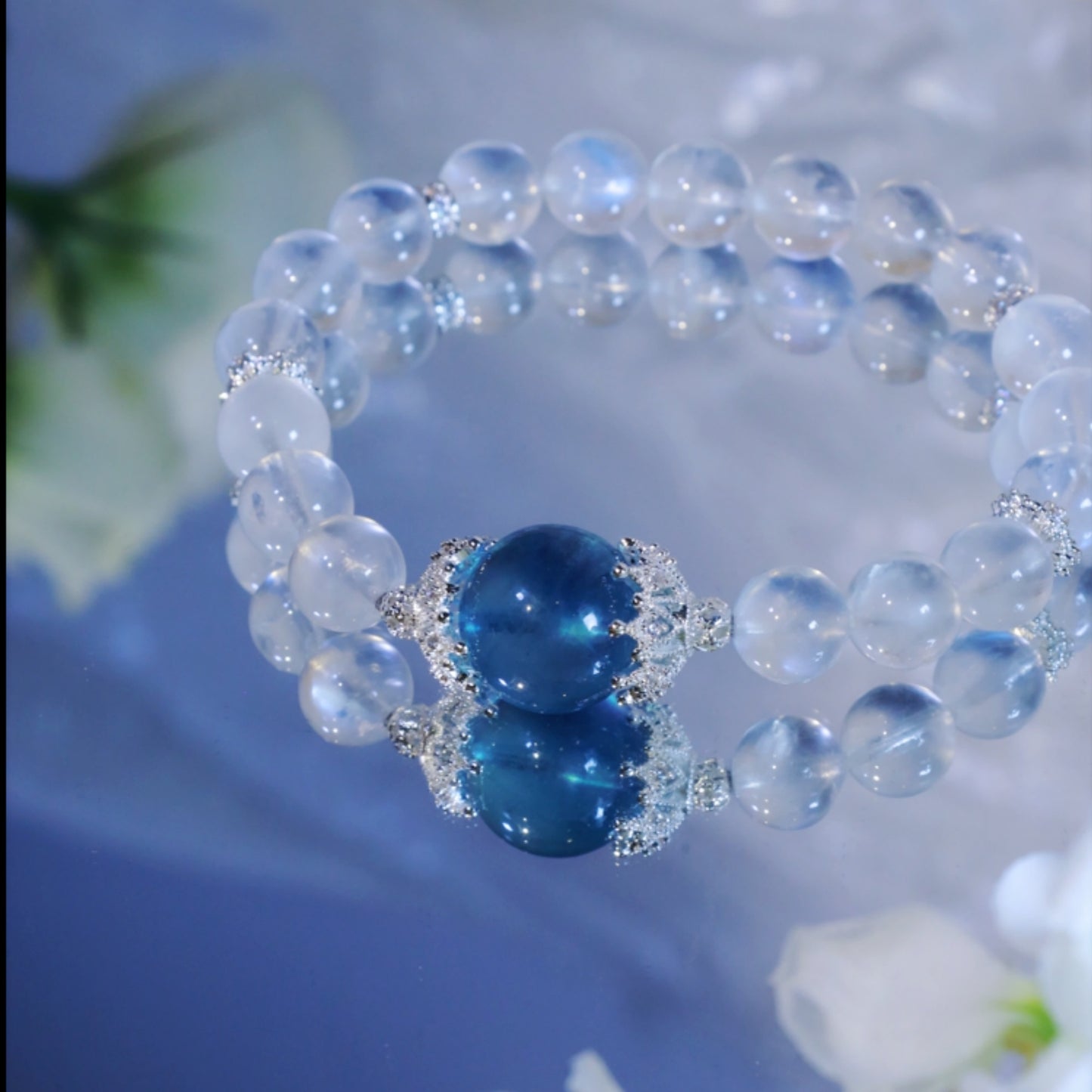"Serenity Wave – Aquamarine &amp; Moonstone Energy Beaded Bracelet"