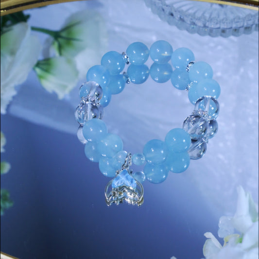 “Crystal Tidesong”- Mermaid’s Frozen Tail & Sea-Born Gem Beaded Bracelet